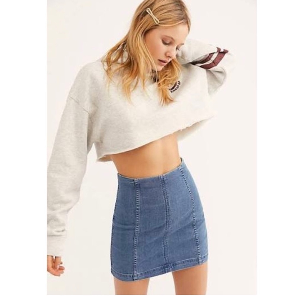 Free People Modern Femme Blue Denim Skirt
